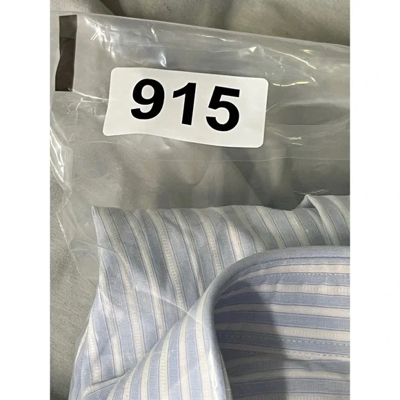 Canali Mens Light Blue White Stripe Dress Shirt Made in‎ Italy Size 44 17.5